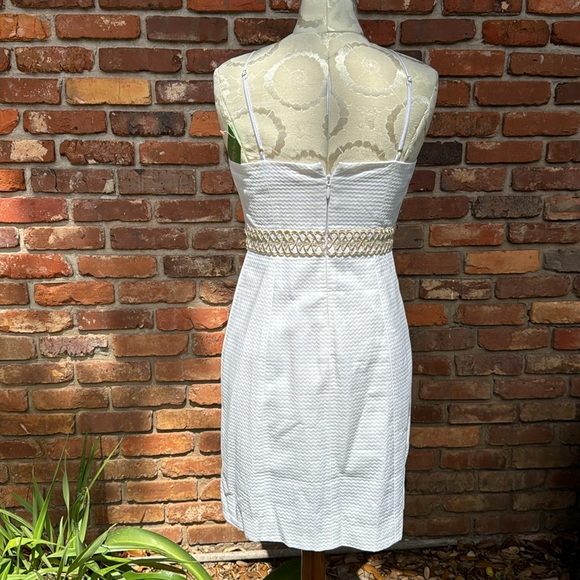 Lilly Pulitzer Trista Resort White Gold Lined Shift Sheath Dress 6 Zip Up NWT - Picture 6 of 17